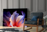 Abstract Petal Bloom Purple and Coral Glass Wall Art