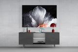 White Petal Flower Coral Heart Glass Wall Art