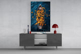 Sunflower Rowboat on Deep Blue Water Glass Wall Art