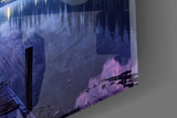 Purple Twilight Lake Dock Glass Wall Art
