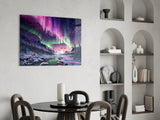Aurora Northern Lights Snowy Valley Glass Wall Art