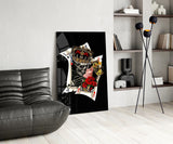 Skull King and Queen Playing Cards Glass Wall Art