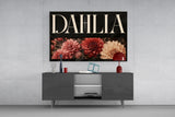 Dahlia Crimson and Cream Botanical Glass Wall Art