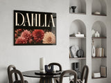 Dahlia Crimson and Cream Botanical Glass Wall Art