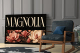 Magnolia Rose and Ivory Floral Glass Wall Art