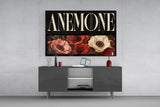 Anemone Scarlet and Ivory Dark Floral Glass Wall Art