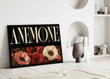 Anemone Scarlet and Ivory Dark Floral Glass Wall Art