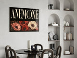 Anemone Scarlet and Ivory Dark Floral Glass Wall Art