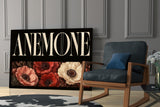 Anemone Scarlet and Ivory Dark Floral Glass Wall Art