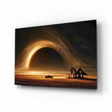 Cuadro de cristal Golden Star Vortex Over a Lone Farmhouse - 72x46 cm