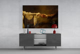 Golden Light Reaching Hands Romance Glass Wall Art