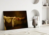 Golden Light Reaching Hands Romance Glass Wall Art