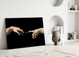 Loading Spinner Reaching Hands Glass Wall Art