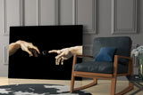 Loading Spinner Reaching Hands Glass Wall Art