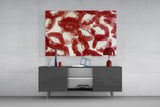 Red Lip Prints Kiss Marks Glass Wall Art