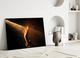 Golden Light Beam Reaching Hand Glass Wall Art