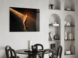 Golden Light Beam Reaching Hand Glass Wall Art