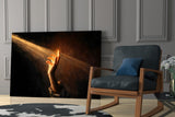 Golden Light Beam Reaching Hand Glass Wall Art