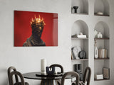 Golden Thorn Crown Crimson Figure Glass Wall Art