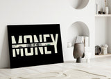 Money Typography Hundred Dollar Bill Glass Wall Art