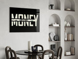 Money Typography Hundred Dollar Bill Glass Wall Art