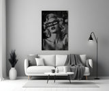 Vintage Blonde Bombshell Portrait Glass Wall Art