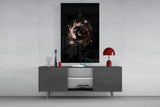 Celestial Koi Yin Yang Crescent Moon Glass Wall Art
