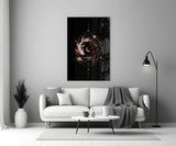 Celestial Koi Yin Yang Crescent Moon Glass Wall Art