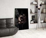Celestial Koi Yin Yang Crescent Moon Glass Wall Art