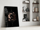Celestial Koi Yin Yang Crescent Moon Glass Wall Art
