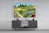 Impressionist Flower Garden Path Glass Wall Art