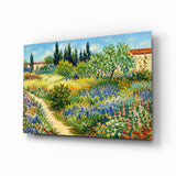 Impressionist Flower Garden Path Glass Wall Art