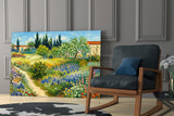 Impressionist Flower Garden Path Glass Wall Art