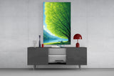 Giant Green Tree Lakeside Calm Glass Wall Art