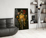 Spaghetti Fork and Wildflowers Glass Wall Art