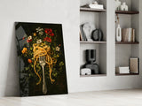 Spaghetti Fork and Wildflowers Glass Wall Art
