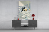 Reading Black Cat Blue Striped Bed Glass Wall Art