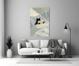 Reading Black Cat Blue Striped Bed Glass Wall Art