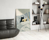 Reading Black Cat Blue Striped Bed Glass Wall Art
