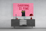 Wide-Eyed Black Cat Pink Humor Glass Wall Art