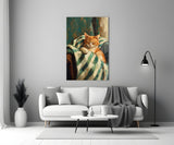 Sleeping Ginger Cat Impressionist Glass Wall Art