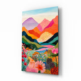 Glasbild Vibrant Layered Mountains Wildflower Valley - 72x46 cm