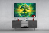 Emerald Tree of Life Mirrored Lake Glass Wall Art