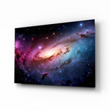 Tableau en verre Pink and Blue Spiral Galaxy Nebula - 72x46 cm