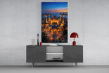 Twilight Aerial Illuminated Mosque Glass Wall Art