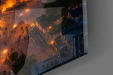 Twilight Aerial Illuminated Mosque Glass Wall Art