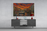 Venice Grand Canal Munch Style Glass Wall Art