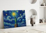 Statue of Liberty Van Gogh Style Glass Wall Art
