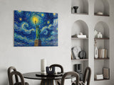 Statue of Liberty Van Gogh Style Glass Wall Art