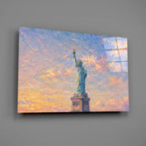 Statue of Liberty Monet Style Glass Wall Art